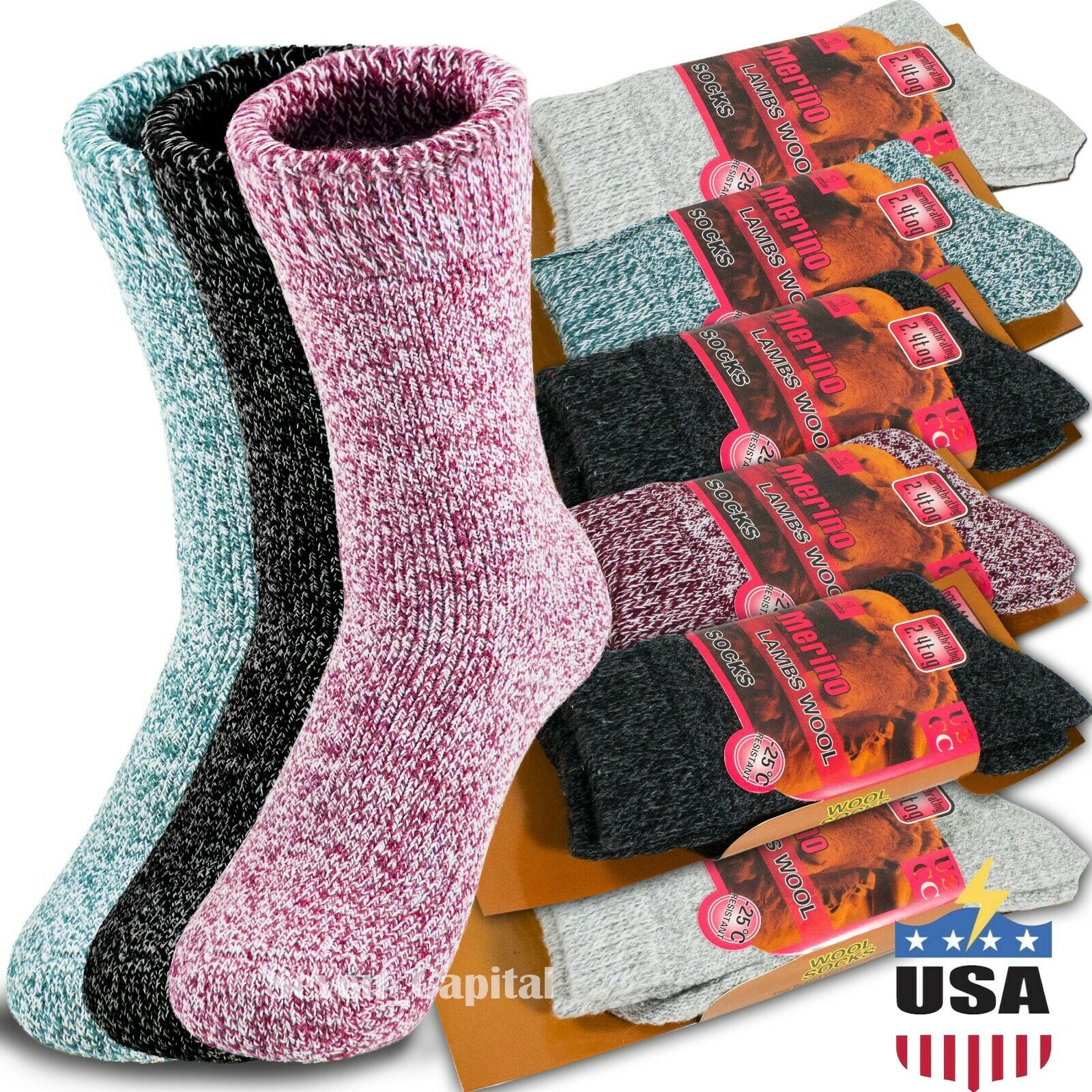Buy Women Thermal Socks Lambs Wool Casual Crew Socks 3 Pairs Size 5-7  Online in India 