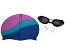 Unisex Silicone Swimming Cap for Adult and Children with Goggle Set, Tie Dye