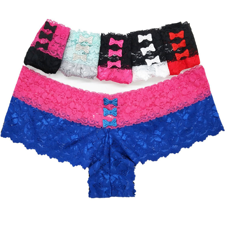 6-Pack Women's Lace Boyshorts Bikini Panties Sexy Boy Shorts Panty Und