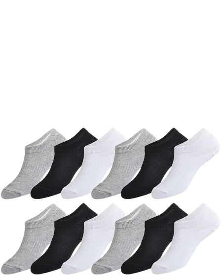 Everlast Kid's Assorted 7 Pair Low Cut Black White Ankle No show Socks 6-3 (Assorted, 1 Pack (7 pairs))