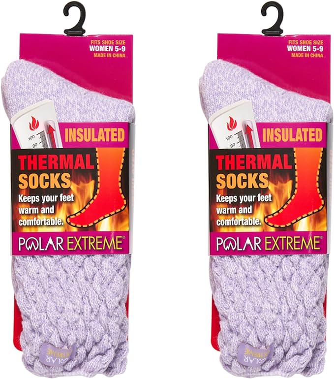 2-Pack Polar Extreme Thermal Extra Heavy Acrylic Winter Marled Socks