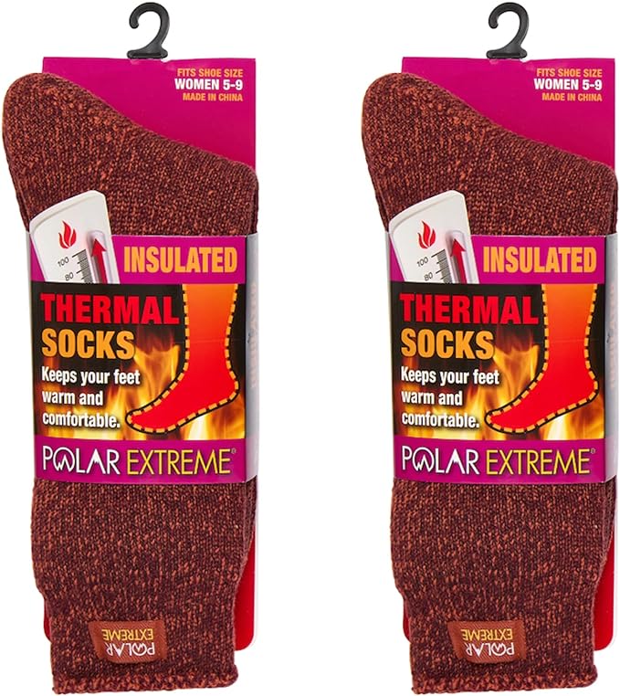 2-Pack Polar Extreme Thermal Extra Heavy Acrylic Winter Marled Socks