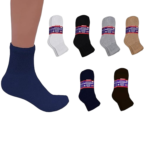 Women's 3 or 6 Pairs of Health Support Diabetic Ankle Circulatory Socks, Non-binding & Loose Fit (Navy/3 Pairs)