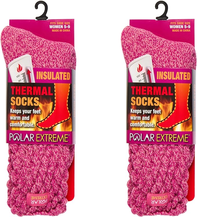 2-Pack Polar Extreme Thermal Extra Heavy Acrylic Winter Marled Socks