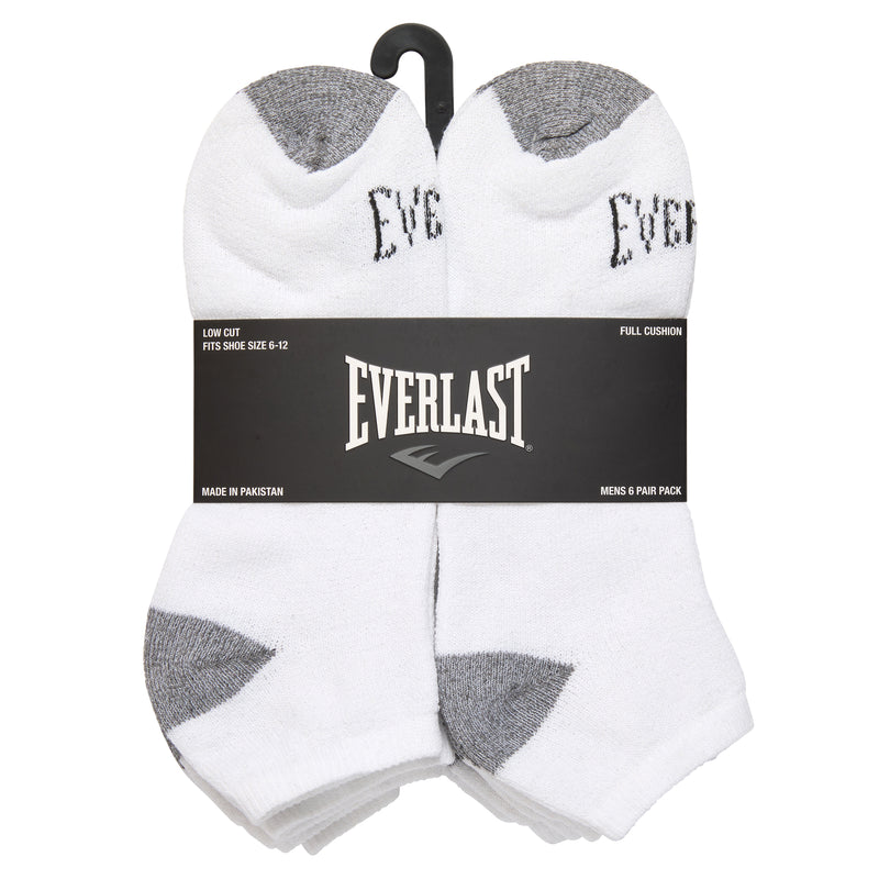 6 Pair Everlast Men's Low Cut Full Cushion Socks- Size 10-13