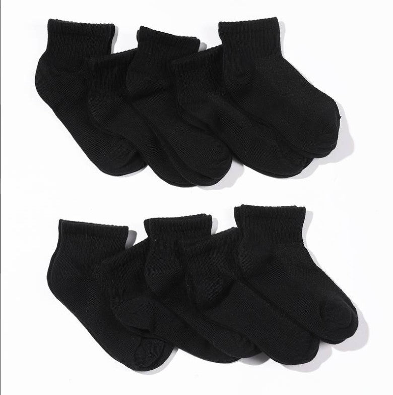 6-Pack Everlast Boy's Full Cushion Quarter Socks Size 6-9- Black