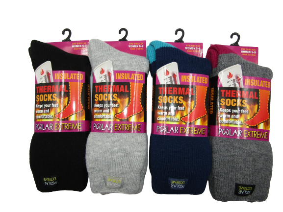 Polar Extreme Thermal Sock Extra Heavy Acrylic Winter Design Socks 4-Pack Colors