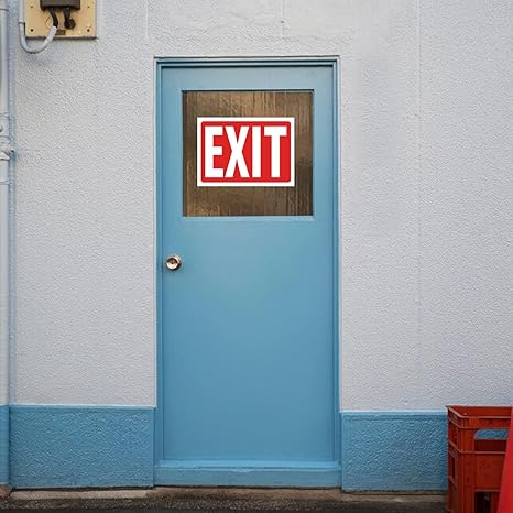 8 X 12 Inches Exit Sign Plastic Coated Self-Adhesive Window Peel Sticker with A Space to Hand Write- 4Pack