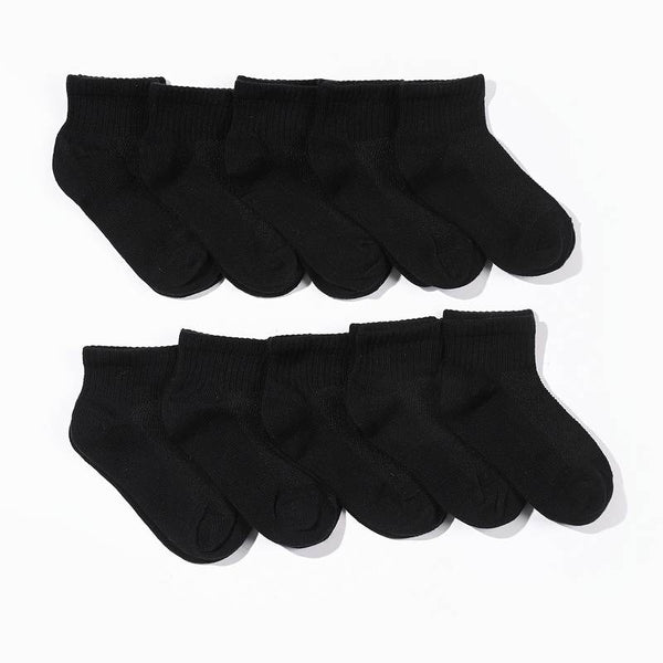 6-Pack Everlast Boy's Full Cushion Quarter Socks Size 6-9- Black