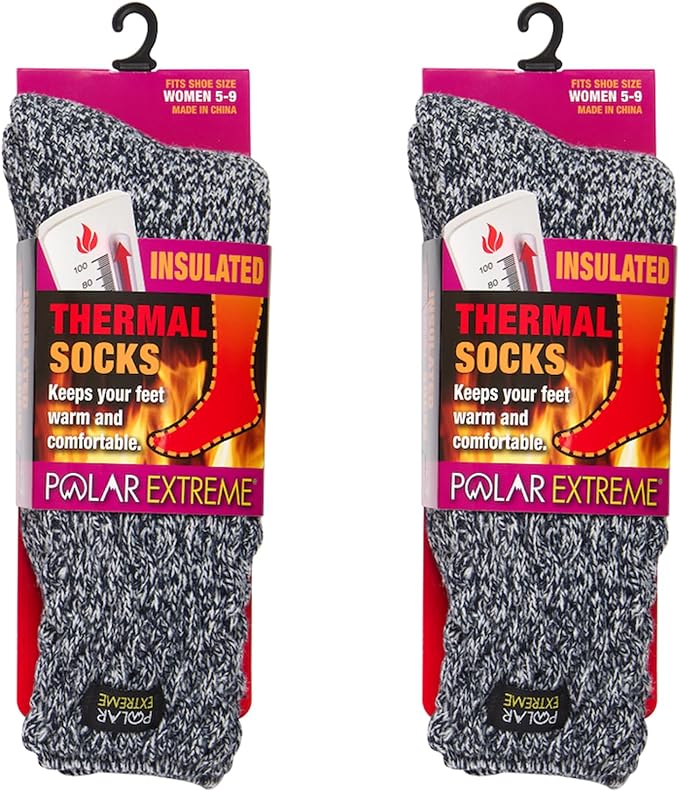 2-Pack Polar Extreme Thermal Extra Heavy Acrylic Winter Marled Socks