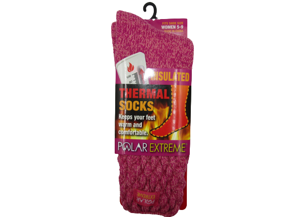 Polar Extreme Thermal Extra Heavy Acrylic Winter Marled Knit Top Socks Matching 2-Packs