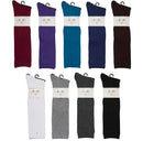 6 Pairs Alexa Rose Woman Knee High Striped Solid Design Dress Casual Socks- Assorted Colors