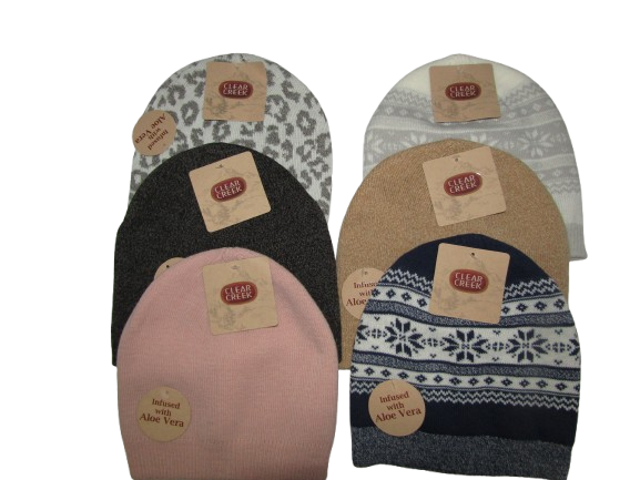 Clear Creek Women’s Winter Beanie 2-Pack – Aloe Vera Infused, Random Colors