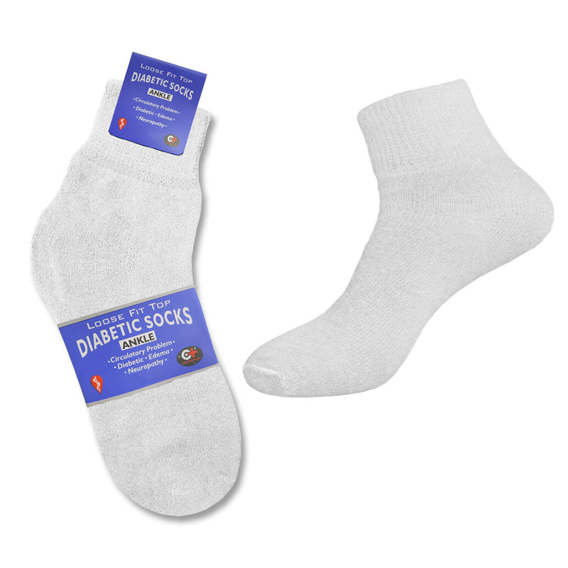 Men's 3-12 Pairs of Health Support Diabetic Ankle Circulatory Socks, Non-binding & Loose Fit
