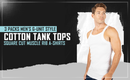3 Packs AC Basics Men's G-unit Style Cotton Tank Tops Square Cut Muscle Rib A-Shirts
