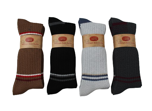 Clear Creek Men’s 4 Pack Polytam Boot Socks – Assorted Colors, Warm & Durable, Shoe Size 6-12