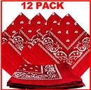 1 Dozen (12 ) Classic Paisley Print Bandana Scarfs 100% COTTON size 22 x 22 (Red)