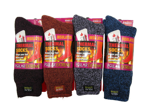 Polar Extreme Thermal Sock Extra Heavy Acrylic Winter Marled Socks 4-Pack Colors