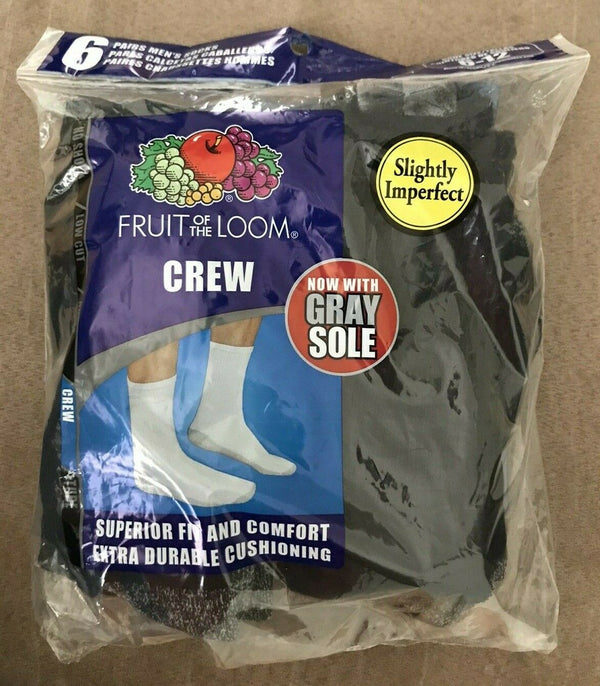 Fruit of the Loom Men's Big And Tall 6 Pack Crew Socks Shoe Size: 12-16