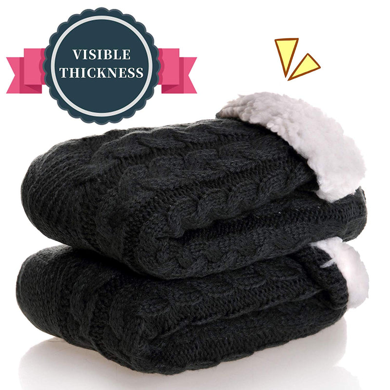 Women's Winter Super Soft Thick Warm Sherpa Cozy Fuzzy Fleece-lined Anti slip Grippers Slipper Socks