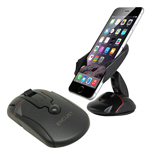 Encust EN-UNI-MOUSEMNT Universal Dashboard Windshield One Touch Foldable Mouse Car Mount Phone Holder Cradle for iPhone 7 SE 6/6s Plus 5s/5c/5, Samsung Galaxy Edge S7, S6, S5 Other Cell Phones