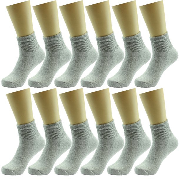 Big And Tall Men's 6-12 Pairs of Health Support Diabetic Ankle Circulatory Socks, Non-binding & Loose Fit(13-15)