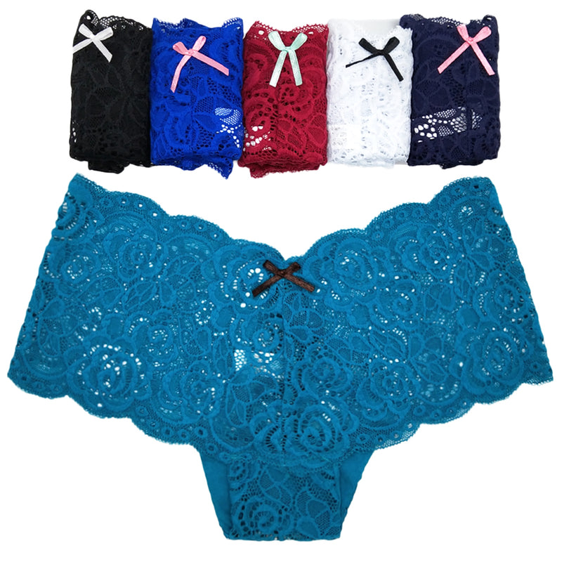 6-Pack Women's Lace Boyshorts Bikini Panties Sexy transparent Panty Un 6-Pack Women's Lace Boyshorts Bikini Panties Sexy transparent Panty Un