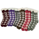 2 Pack Assorted Women's Thick Knit Fuzzy Sherpa Lined Soft Slipper Socks Non Slip Skid Warm