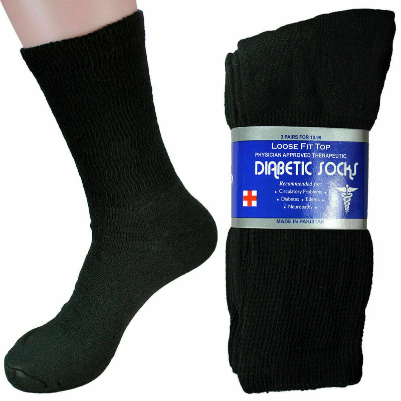 Special Essentials 12 Pairs Cotton Diabetic Socks Crew for Men and Women  White (Size 10-13)