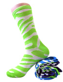 (12 Pairs) Women's Fun & Colorful Two Tone Zebra Stripe Cotton Casual Crew Socks