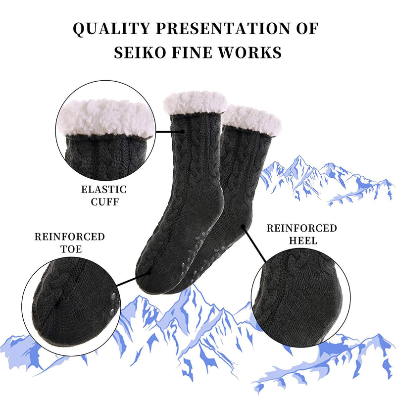 Women's Winter Super Soft Warm Cozy Fuzzy Fleece-lined Anti slip Grippers Slipper Socks