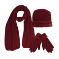 Winter 3 Piece Gift Set Fleece lined Scarf Gloves Cable Knit for Women
