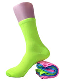 Women's Solid Multi Neon Colorful Cotton Crew Casual Socks