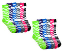 (12 Pairs) Women's Fun & Colorful Two Tone Zebra Stripe Cotton Casual Crew Socks