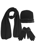 Winter 3 Piece Gift Set Fleece lined Scarf Gloves Cable Knit for Women