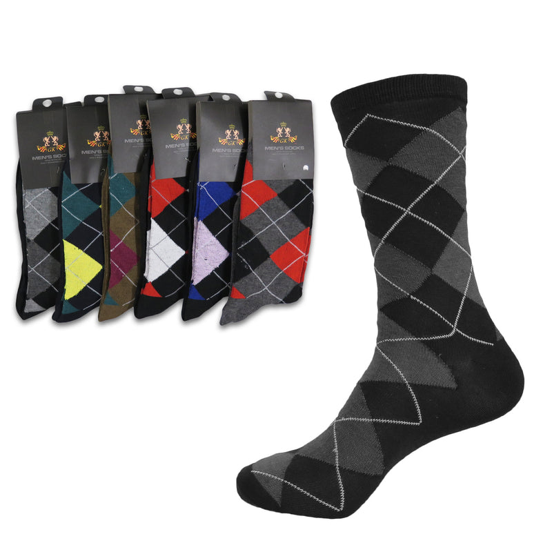Men's Patterned Cotton Dress Casual Socks (6 Pairs)