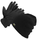 Men's Winter Hat & Gloves Set Warm Fleece Lined Thick Beanie With Fur Gloves