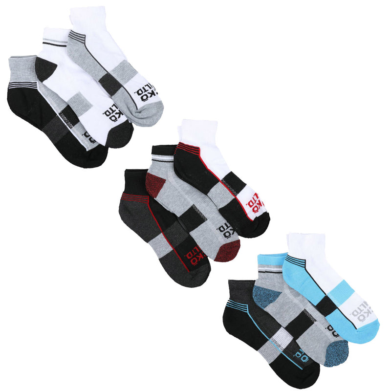 ECKO UNLTD Mens 6-Pack 1/2 Quarter Cushion Arch Compression Athletic Socks