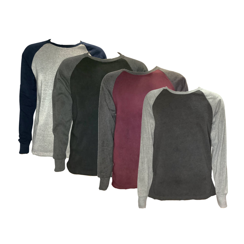 Promotional 2 Pack - Men's Crew Neck  -  Fleeced Lined Cotton Sweatshirt Tops Two Tone