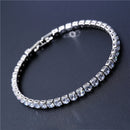 Women's Tennis Bracelet Gold Silver Plated Cubic Zirconia Jewelry 7" Chain Crystal Diamond Bracelet 4MM
