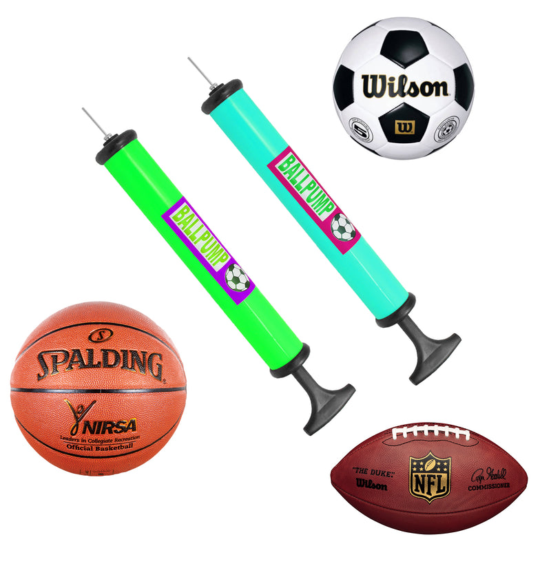 Portable Hand Sports Air Pump W/ Pin Needle Basketball Football Soccer 10 Inch