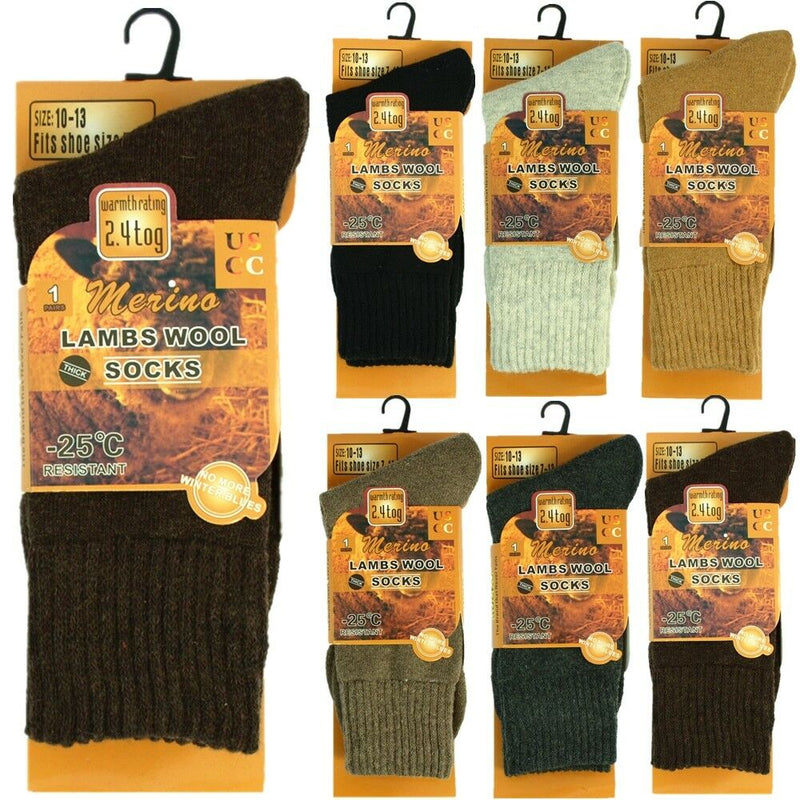 4Pairs Men's Super Warm Heavy Crew Thermal Merino Wool Winter Socks 7-13