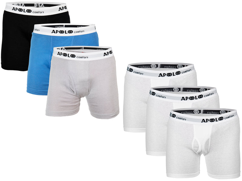 3-6 Pack Men's Boxer Briefs Tagless Cotton Underwear Open Fly