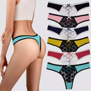 6 Pack Lace thong Bow Panties Breathable Briefs Ladies Low Waist Transparent Lace Thongs