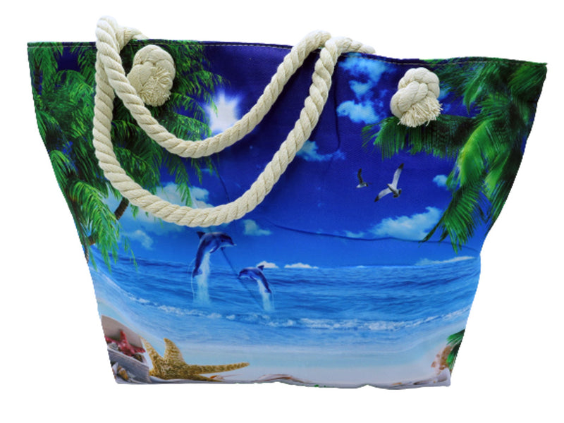 2 Pack Women's Colorful Canvas Tote Beach Bag With Double Rope Handle - Random 2 Pack