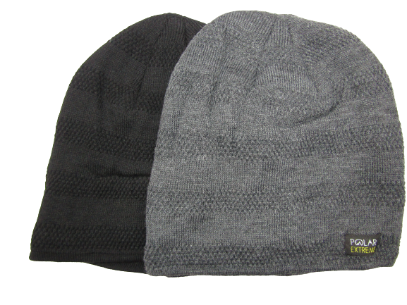 Polar Extreme Men's Insulated 2 Pack Faux Fur Lined Pull Beanie Cap Thermal Beanie