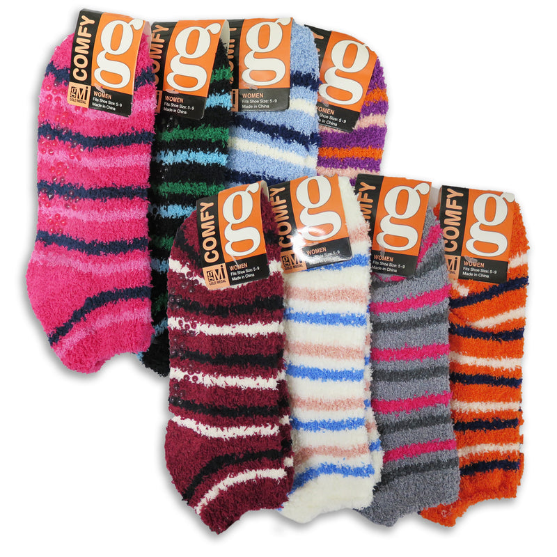 4 or 8 Pairs Cozy Fuzzy Winter Women Socks,Gripper Slippers Socks,Fluffy No Show House Socks Lightweight Non Skid Bottoms