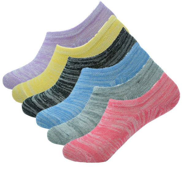 6-12 Pairs Women's Ankle Boat Liner Invisible No Show Low Cut Marled Socks 9-11