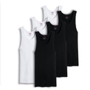 Value Packs of Men's Big And Tall Black & White Ribbed 100% Cotton Tank Top A Shirts Undershirt