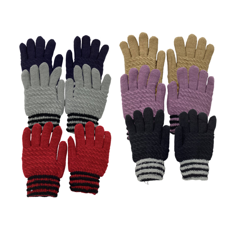 4 Pack Women's Thermal Fleece Lined Winter Insulated Knit Thick Gloves Random Assorted Colors